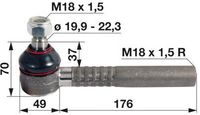 ZGLOB VEZNEGA DROGA notranji desni M18x1.5mm 19.9mm L=200mm MF-MASSEY FERGUSON 3050-3060-3065