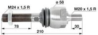ZGLOB VOLANA AKSIALNI M24x1.5D / M20x1.5D L=210mm CASE Serija CVX CVX120-CVX130-CVX150-CVX170 STEYR Serija CVT 120-130-150-170