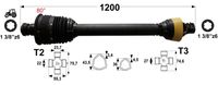 KARDAN T2-T3 L=1200 mm DIREKTNI Z ZGLOBOM ŠIROKOKOTNIM 80° KARDAN T2-T3 L=1200 mm DIREKTNI Z ZGLOBOM ŠIROKOKOTNIM 80°