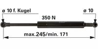 AMORTIZER KABINE L=2450  F=350N  JOHN DEERE