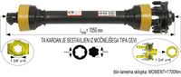 KARDAN PRIKLJUČKA Z UTORNO CEVJO S SKLOPKO ŠTIRILAMELNO 1700Nm kpl 1 3/4 z=6  SPT