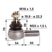 ZGLOB VOLANA zunanji levi navoj M22x1.5mm K20mm SAME-SLH STEYR FENDT