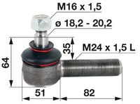 ZGLOB VOLANA zunanji levi M24x1.5mm K18.2mm STEYR
