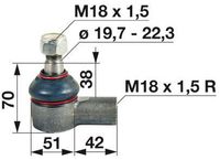 ZGLOB VOLANA notranji desni M18x1.5mm K19.7mm L=80mm FENDT