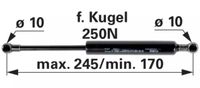 AMORTIZER KABINE L=245  F=250N  JOHN DEERE