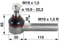 ZGLOB VOLANA notranji desni M18x1.5mm K20mm L=150mm  STEYR