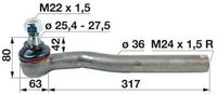 ZGLOB VOLANA LEVI UKRIVLJEN M24x1.5D K24.5/28.4 DEUTZ FAHR DEUTZ FAHR Agrotron K90, K 100, 
Agrotron 4.70 -> 8001/8002,   Agrotron MK1 4.80 -> 8003/8