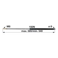 AMORTIZER KABINE STEKLO ZADNJE L=585 F=150N STEYR  FK1, 80, 8150, 8170