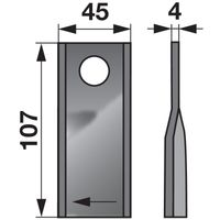 NOŽ KOSILNICE 107x45x4 LUKNJA fi=18.2 DESNI  KUHN