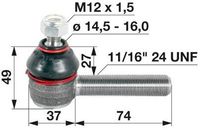 ZGLOB VOLANA zunanji desni colski 11/16" G18 K14.5mm MF-MASSEY FERGUSON MF35-35X-135-F335