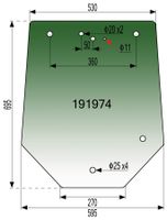 STEKLO KABINE ZADAJ zgoraj MF-MASSEY FERGUSON 3655GE