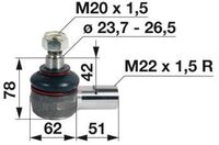 ZGLOB VOLANA notranji desni M22x1.5mm K23.7mm MF-MASSEY FERGUSON