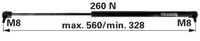 AMORTIZER KABINE L=560 F=260N FIAT