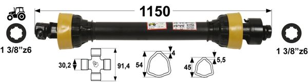 KARDAN T5 L=1150mm S SKLOPKO PROSTOTEKOČO LEVI PROSTI TEK KARDAN T5 L=1150mm S SKLOPKO PROSTOTEKOČO LEVI PROSTI TEK