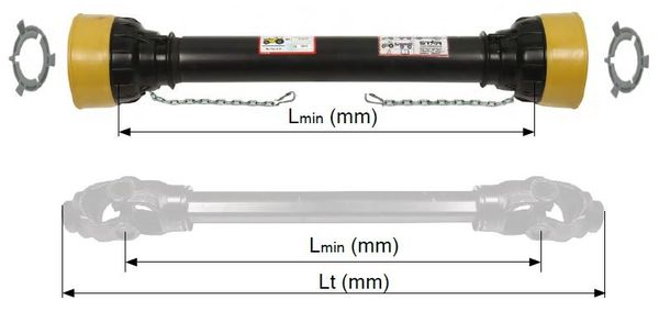 ZAŠČITE KARDANA kpl T8, X8 Lmin=1730mm za kardane do skupne dožine Lt=2000mm SPT ZAŠČITE KARDANA kpl T8, X8 Lmin=1730mm za kardane do skupne dožine Lt=2000mm SPT