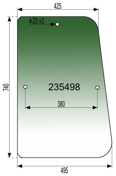 STEKLO KABINE BOČNO (nad blatnikom) LEVO ali DESNO HÜRLIMANN XA607 kabina: SOVEMA CS22 STEKLO KABINE BOČNO (nad blatnikom) LEVO ali DESNO HÜRLIMANN XA607 kabina: SOVEMA CS22
