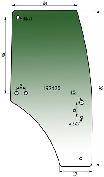 STEKLO KABINE VRAT desno (tonirano zeleno) JOHN DEERE (5220-5320-5420-5520(420001-))-5225-5325-5425-5525-5625-6403-6603 ; 5620-5720-5820 ; 5070M-5080M STEKLO KABINE VRAT desno (tonirano zeleno) JOHN DEERE (5220-5320-5420-5520(420001-))-5225-5325-5425-5525-5625-6403-6603 ; 5620-5720-5820 ; 5070M-5080M