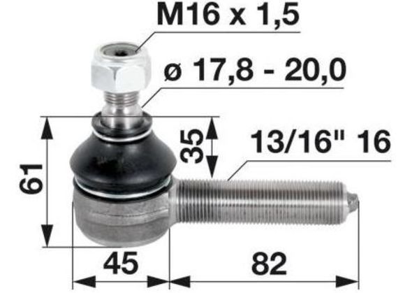 ZGLOB VOLANA zunanji desni colski W13/16x16G K17.6mm L=103mm MF-MASSEY FERGUSON - URSUS 2812 3512 LANDINI BLIZARD ZGLOB VOLANA zunanji desni colski W13/16x16G K17.6mm L=103mm MF-MASSEY FERGUSON - URSUS 2812 3512 LANDINI BLIZARD