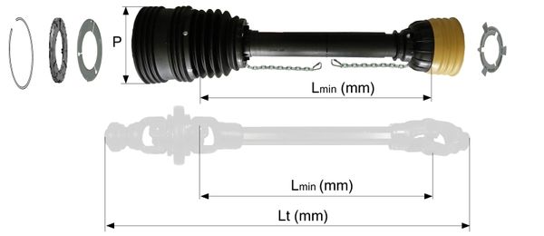 ZAŠČITA T5, Lt=1500 mm KOMPLETNA Z LEŽAJEMA IN VERIŽICAMA