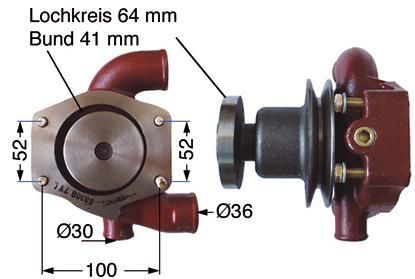 ČRPALKA VODE S TESNILOM LINDNER BF350S-420S-450S-Unitrac60 MASSEY FERGUSON MF30B-MF35-MF40-MF52-MF135-MF148-MF203-MF205-MF230-MF240-MF250-MF254-MF255-