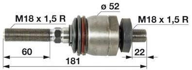 ZGLOB VOLANA  AKSIALNI M18x1.5D / M18x1.5D MF-MASSEY FERGUSON