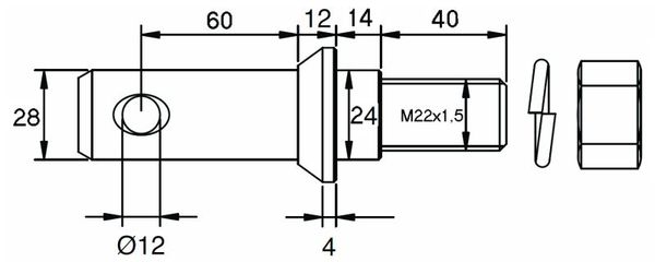 SORNIK PLUGA fi=28 L=150 M22x1.5 Z MATICO SORNIK PLUGA fi=28 L=150 M22x1.5 Z MATICO