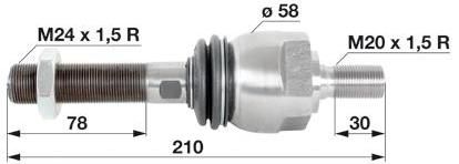 ZGLOB VOLANA AKSIALNI M24x1.5D / M20x1.5D L=210mm CASE Serija CVX CVX120-CVX130-CVX150-CVX170 STEYR Serija CVT 120-130-150-170