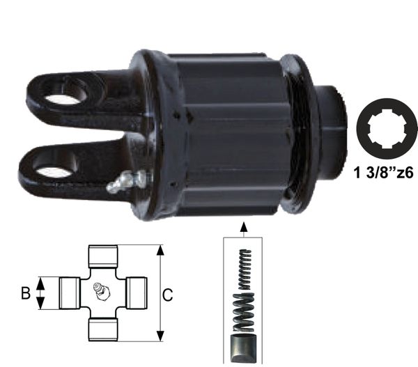 SKLOPKA T3 ZVEZDASTA  900 Nm  S PRIKLJUČKOM 1 3/8" z=6