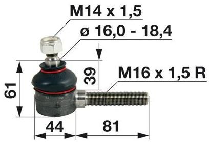 ZGLOB VOLANA zunanji desni M16x1.5mm K16.0mm DEUTZ