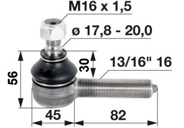 ZGLOB VOLANA zunanji desni colski 13/16" G16 K17.8mm MF-MASSEY FERGUSON ZGLOB VOLANA zunanji desni colski 13/16" G16 K17.8mm MF-MASSEY FERGUSON