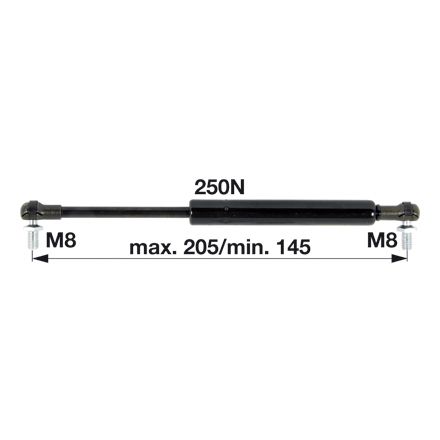 AMORTIZER KABINE L=205 F=250N PP-PP CASE STEYR AMORTIZER KABINE L=205 F=250N PP-PP CASE STEYR