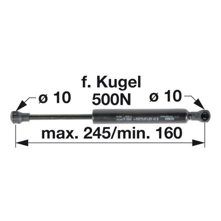 AMORTIZER KABINE VRAT L=245  F=500N  DEUTZ FAHR SAME Rubin 120, Rubin 135, Rubin 150, Rubin 160, Rubin 180, Rubin 200, Diamond 230, Diamond 260 HÜRLIM
