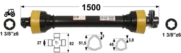 KARDAN T45 L=800 mm S SKLOPKO STRIŽNO 2200 Nm KARDAN T45 L=800 mm S SKLOPKO STRIŽNO 2200 Nm