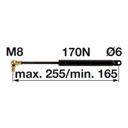 AMORTIZER KABINE L=255 F=170N DEUTZ FAHR AMORTIZER KABINE L=255 F=170N DEUTZ FAHR