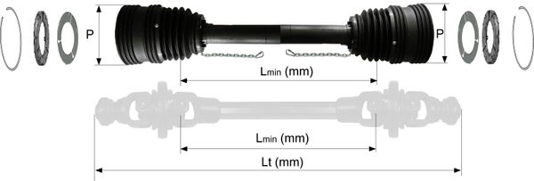 ZAŠČITA T7, Lt=1800 mm KOMPLETNA Z LEŽAJEMA IN VERIŽICAMA ZAŠČITA T7, Lt=1800 mm KOMPLETNA Z LEŽAJEMA IN VERIŽICAMA