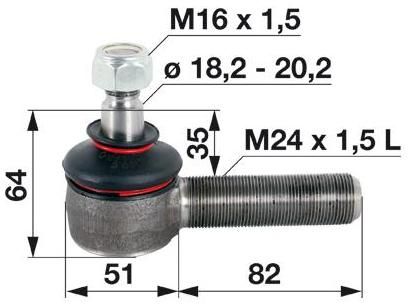 ZGLOB VOLANA zunanji levi M24x1.5mm K18.2mm STEYR