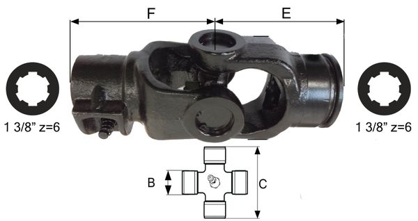 ZGLOB PRIKLJUČNI KARDANA T1 z=6 na obeh straneh
1 3/8 z=6 priključek na obhe straneh križ: 22x54 E=92 F=92 ZGLOB PRIKLJUČNI KARDANA T1 z=6 na obeh straneh
1 3/8 z=6 priključek na obhe straneh križ: 22x54 E=92 F=92