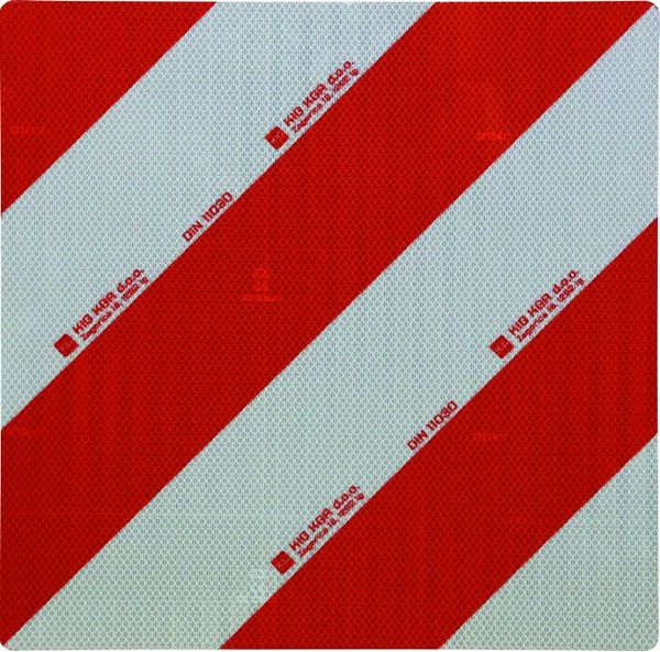 TABLA OPOZORILNA LEVA RDEČO-BELA 423x423mm tabla za označevanje širših vozil DIN11030 TABLA OPOZORILNA LEVA RDEČO-BELA 423x423mm tabla za označevanje širših vozil DIN11030