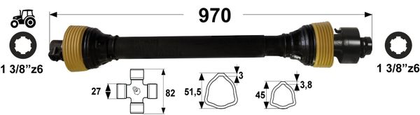 KARDAN T4 L=970 mm S SKLOPKO PROSTOTEKOČO DESNI PROSTI TEK KARDAN T4 L=970 mm S SKLOPKO PROSTOTEKOČO DESNI PROSTI TEK