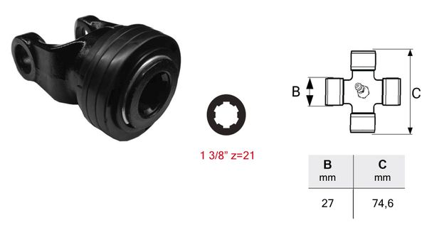 VILICA KARDANA ZUNANJA T3 novi tip  1 3/8 z=21 KRIŽ 27x74.6 od 08-2021 naprej