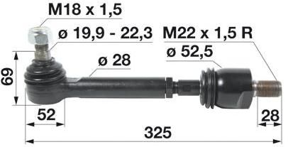 ZGLOB VOLANA AKSIALNI Z VEZNIM ZGLOBOM kpl. M22x1.5D K19.9/22.3 CASE STEYR