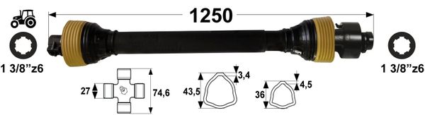 KARDAN T3 L= 1250 mm S SKLOPKO PROSTOTEKOČO DESNI PROSTI TEK KARDAN T3 L= 1250 mm S SKLOPKO PROSTOTEKOČO DESNI PROSTI TEK
