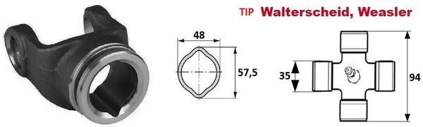 VILICA KARDANA CEVNA ZUNANJA limona ZA KRIŽ 35x94 cev:48x57,5 tip WALTERSCHEID tip WEASLER VILICA KARDANA CEVNA ZUNANJA limona ZA KRIŽ 35x94 cev:48x57,5 tip WALTERSCHEID tip WEASLER