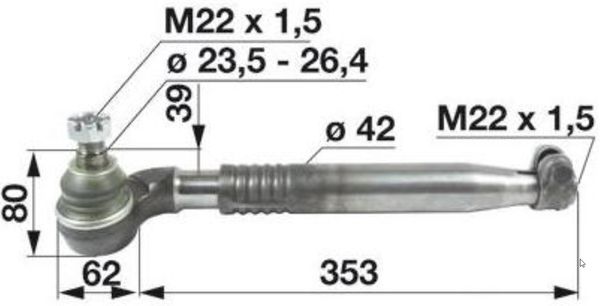 ZGLOB VOLANA notranji desni M22x1.5mm K23.5mm L=385m