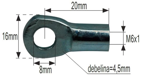 PRIKLJUČEK AMORTIZERJA TANKI (ALU) FI=8mm debelina=5mm