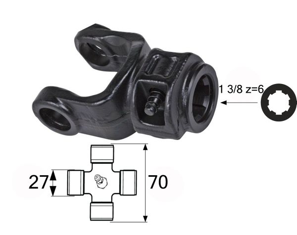 VILICA KARDANA ZUNANJA priključna za križ 27x70 1 3/8 z=6