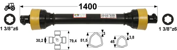 KARDAN T45 L=1400 mm DIREKTNI KARDAN T45 L=1400 mm DIREKTNI