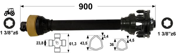 KARDAN T2 L=900 mm S SKLOPKO LAMELNO DVE LAMELI 400 Nm KARDAN T2 L=900 mm S SKLOPKO LAMELNO DVE LAMELI 400 Nm