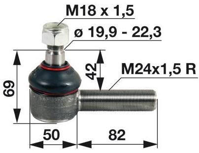 ZGLOB VOLANA zunanji desni M24x1.5mm K19.9mm SAME CASE DEUTZ FAHR FIAT JOHN DEERE MF-MASSEY FERGUSON