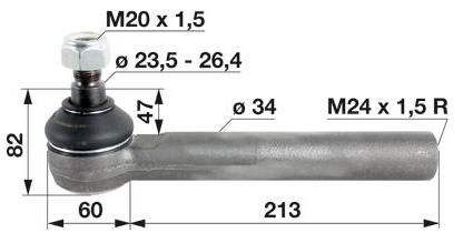 ZGLOB VEZNEGA DROGA notranji desni M24x1.5mm K23.5mm tip CARRARO STEYR CASE